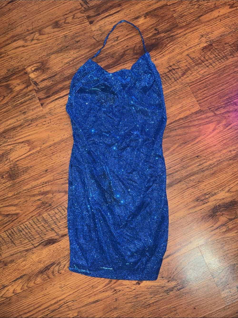 SHEIN Royal Blue Sparkle Halter Mini Dress 1.B